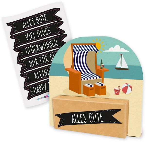 itenga Geschenkbox itenga Geldgeschenkverpackung Strandkorb Urlaub Meer Sand (Motiv 42)