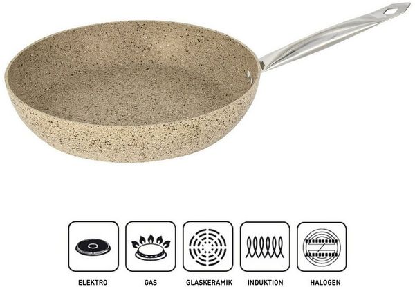 KVOTA Bratpfanne 26 cm aus hochwertigem Aluguss mit Granitbeschichtung Induktion