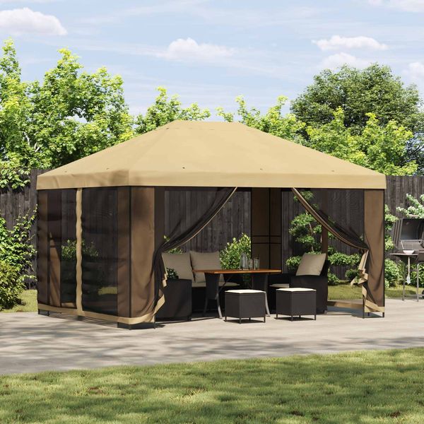 vidaXL Garten Pavillon mit Seitenwänden 4x3 m Creme 900386