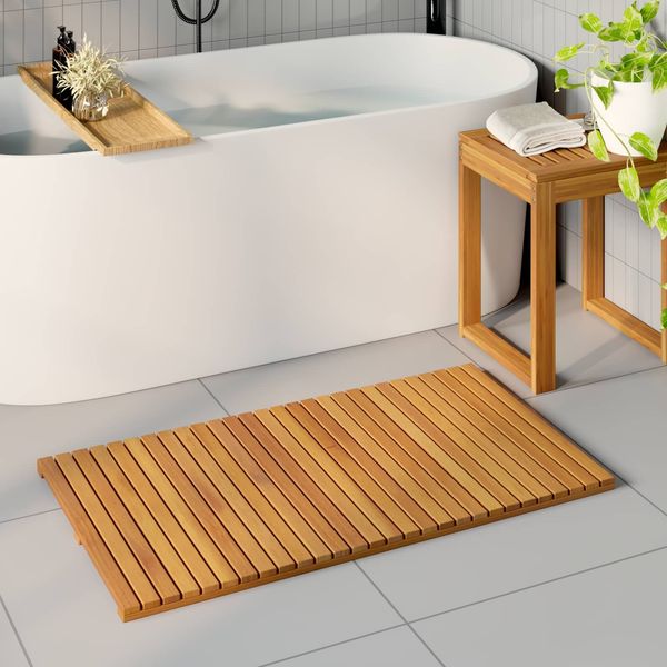 vidaXL Badematte Uni Braun 100 x 55 cm Holz 42025257