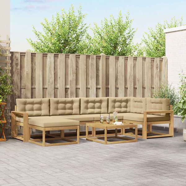 vidaXL Outdoor-Sofagarnitur 7 pcs Weiß und Beige 3386732