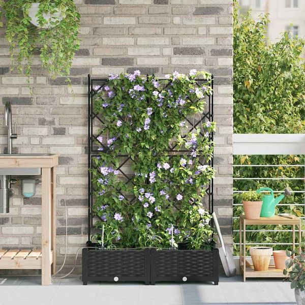 vidaXL Garten-Pflanzgefäß 2 pcs Schwarz 80 x 40 x 126 cm Kunststoff 42002850