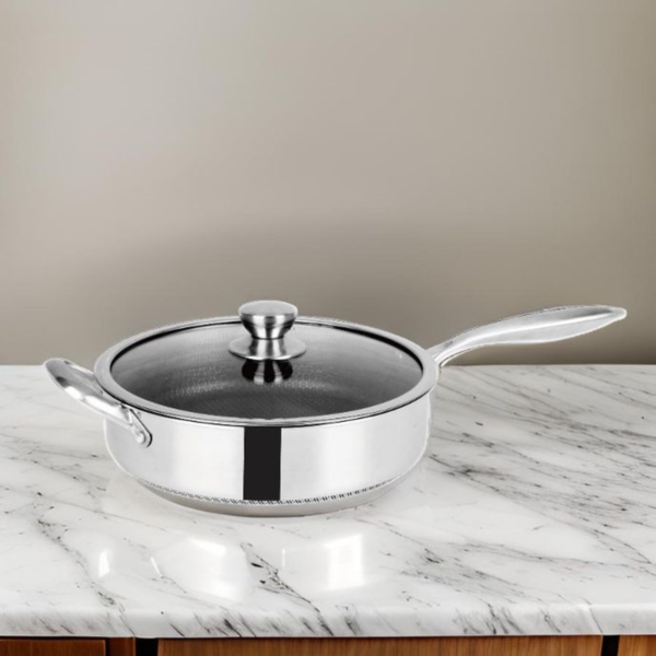 Bratpfanne mit Glasdeckel ø28cm mit Wabenstruktur - für alle Herdarten Bild 2