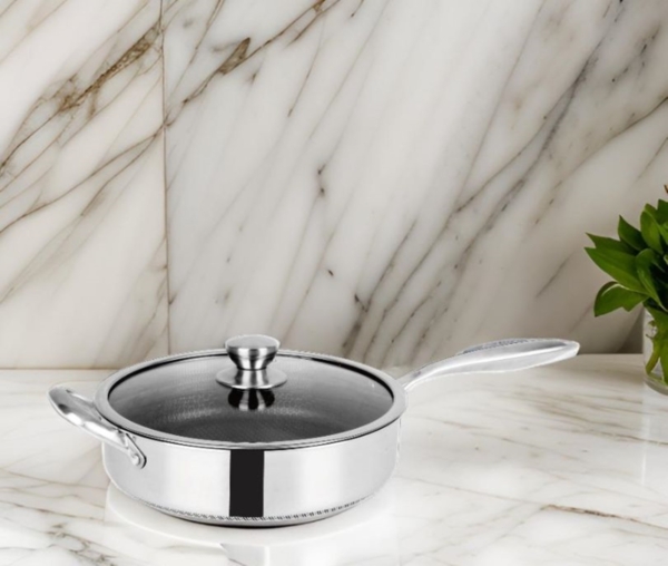 Bratpfanne mit Glasdeckel ø28cm mit Wabenstruktur - für alle Herdarten Bild 3