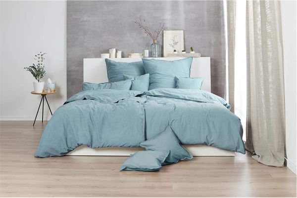 Hahn Renforce Bettwäsche 155x220 stonewashed grau-grün 123061-588