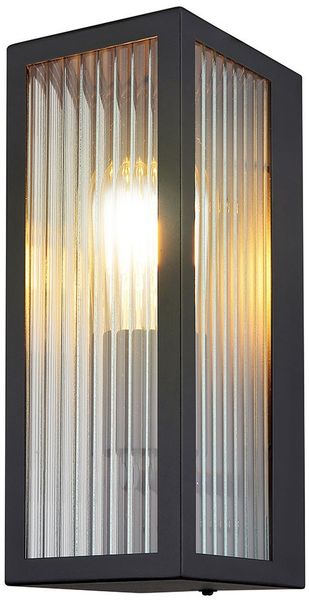 LED Wandleuchte, Metall Schwarz, Glas satiniert klar, H 32 cm