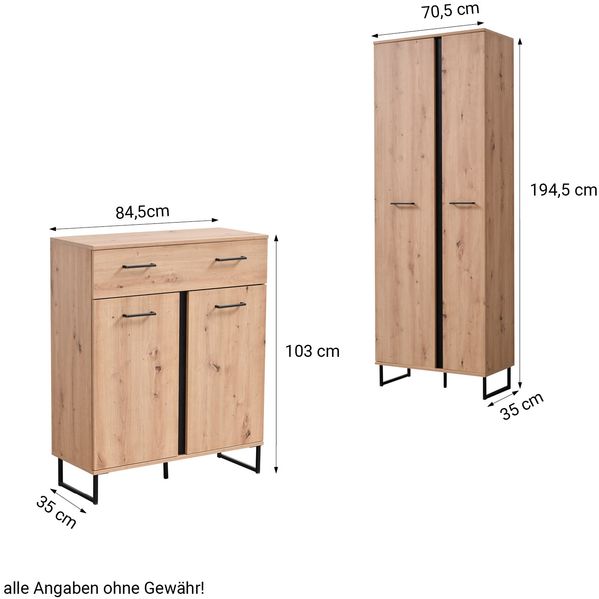 Garderoben-Set Flurmöbel Industrial Style Komplettset 5-tlg, Holz Eiche Bild 6