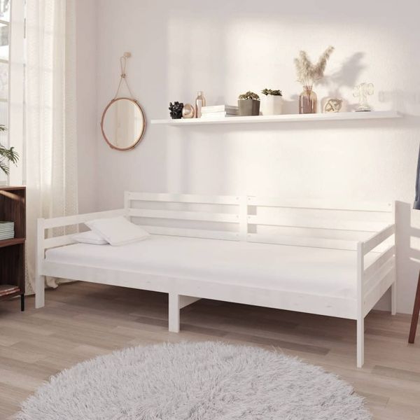 vidaXL Tagesbett mit Matratze 90x200 cm Weiß Massivholz Kiefer [3083600]