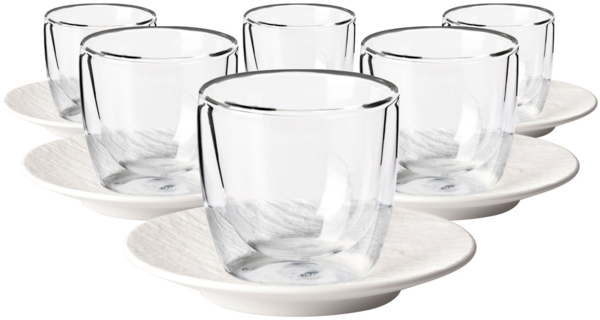 Villeroy & Boch Manufacture Rock Espressoglas mit Untertasse 60 ml 6er Set weiß