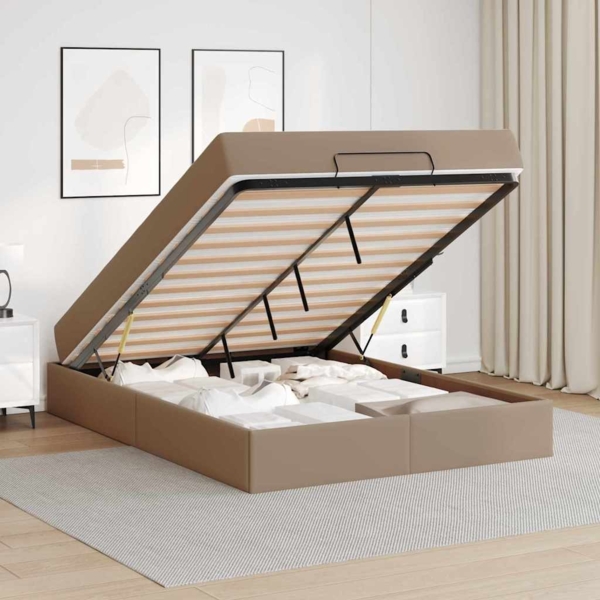 vidaXL Bettgestell mit Matratze Cappuccino 140 x 190 cm Kunstleder 3399428 Bild 3