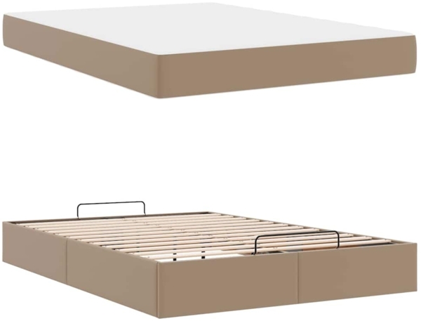 vidaXL Bettgestell mit Matratze Cappuccino 140 x 190 cm Kunstleder 3399428 Bild 4
