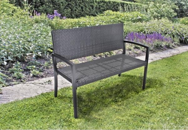 Gartenbank >Sanremo< in schwarz aus Aluminium, Kunststoff - 118x87x60cm (BxHxT)