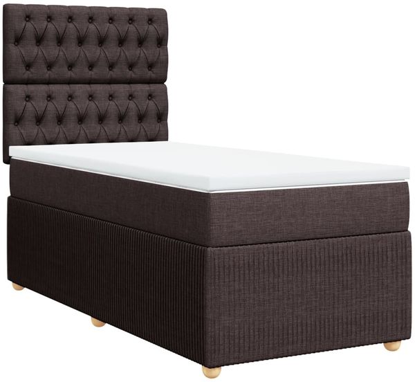 vidaXL Boxspringbett mit Matratze Dunkelbraun 90x190 cm Stoff 3294221 Bild 3