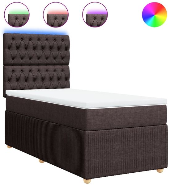 vidaXL Boxspringbett mit Matratze Dunkelbraun 90x190 cm Stoff 3294221 Bild 2