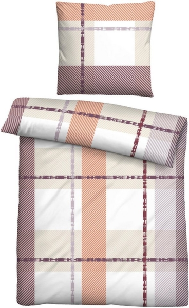 Traumhaft schlafen - Castell - Markenbettwäsche Nicki Bettwäsche 0380746 KARO-STREIFEN-MIX, altrosa, 1x 155x220 cm + 1x 80x80 cm