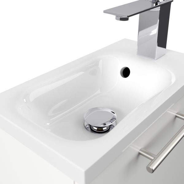 Gäste WC Badmöbel Pico Slimline 40cm SoftClose weiß hochglanz : Weiss hochglanz Bild 6
