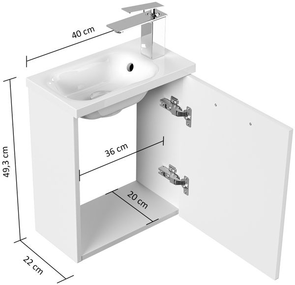Gäste WC Badmöbel Pico Slimline 40cm SoftClose weiß hochglanz : Weiss hochglanz Bild 7
