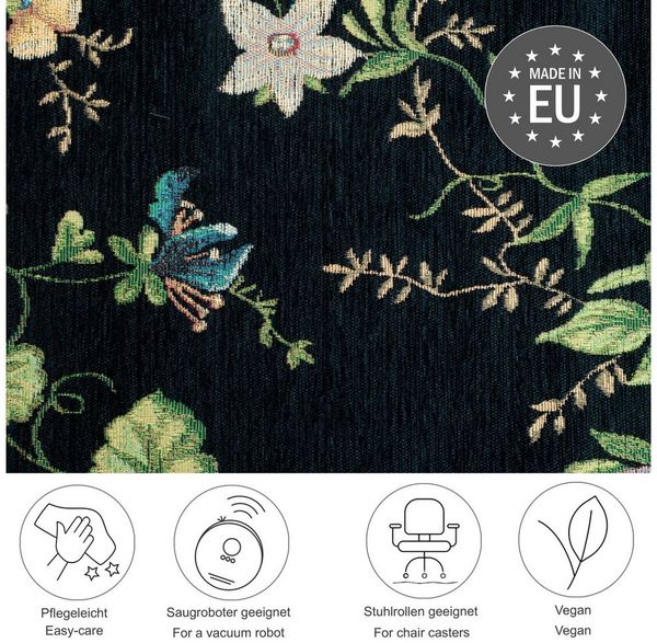 THEKO Teppich Flomi Sagrini, rechteckig, Höhe: 4 mm, Flachgewebe, Pastell-Farben, Blumen Design, mit Bordüre
