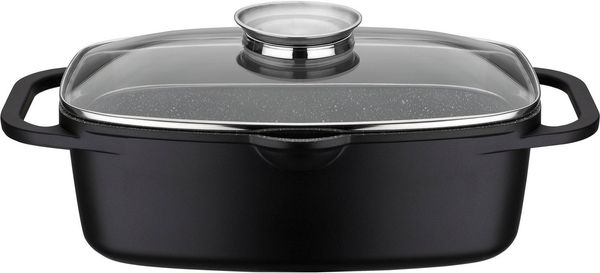 GSW Bräter Gourmet Grantit, Aluminiumguss (Set, 2-tlg), Induktion, 6 Liter, inkl. Servierzange