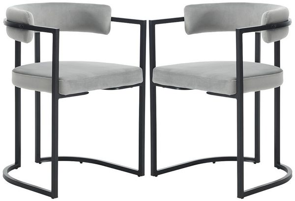 WAHSON OFFICE CHAIRS Esszimmerstuhl 2/4er Set Samt/Kunstleder/Kunstfell-Eckstühle, schwarze Metallbeine (2 St)