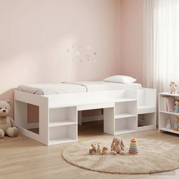 vidaXL Kinderbettgestell mit Stauraum Weiß 80x200 cm Holzwerkstoff 3422595