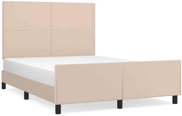 Doppelbett, Polsterbett mit Kopfteil Kunstleder Cappuccino-braun 140x190 cm