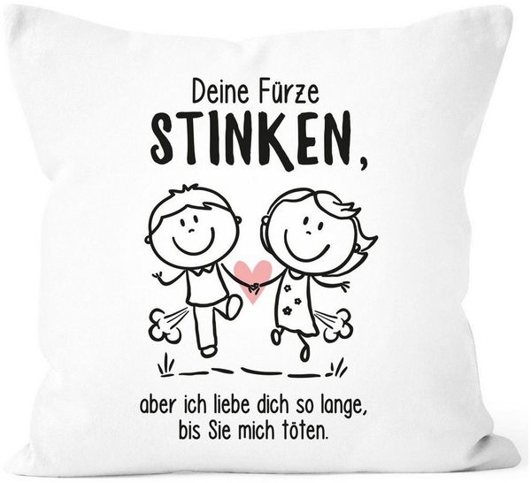 MoonWorks Dekokissen Kissen-Bezug Deine Fürze stinken aber ich liebe dich Geschenk Freund
