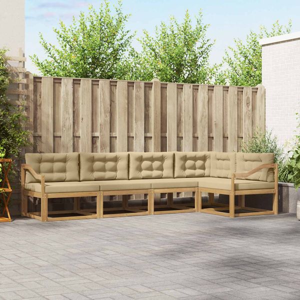 vidaXL Outdoor-Sofagarnitur mit Kissen 4 pcs Weiß und Beige Polyester 3386462