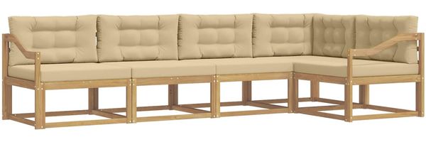 vidaXL Outdoor-Sofagarnitur mit Kissen 4 pcs Weiß und Beige Polyester 3386462 Bild 2