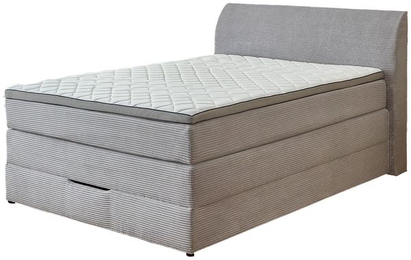 Boxspringbett Kawai / BX2380 Kurt, Stoff, Silber, 128 x 106 x 216 cm