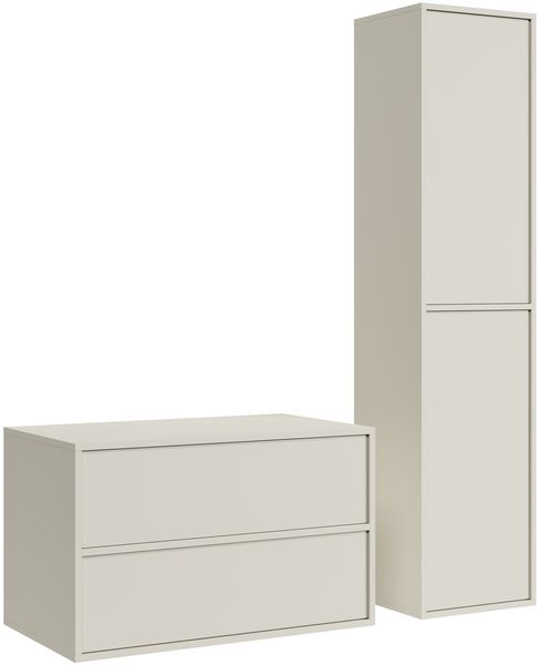 Badezimmermöbel Waschbeckenunterschrank Mali 80 cm – Cashmere – Badezimmermöbel mit Hochschrank
