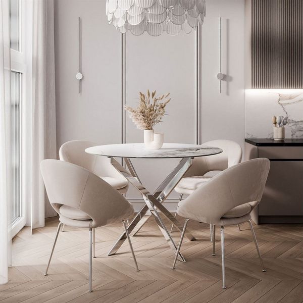 Lookway Esstisch BEIRA II, Runder Tisch 90 cm, Platte aus Keramik, ohne Stühle