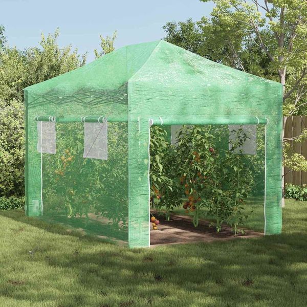 vidaXL Gewächshaus mit Pop-up-Rahmen Grün 280 x 410 x 315 cm Eisen 42006642
