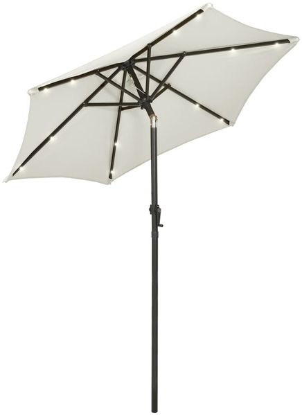Sonnenschirm, Terrassenschirm mit LED-Beleuchtung Sandweiß 200x211 cm Alu