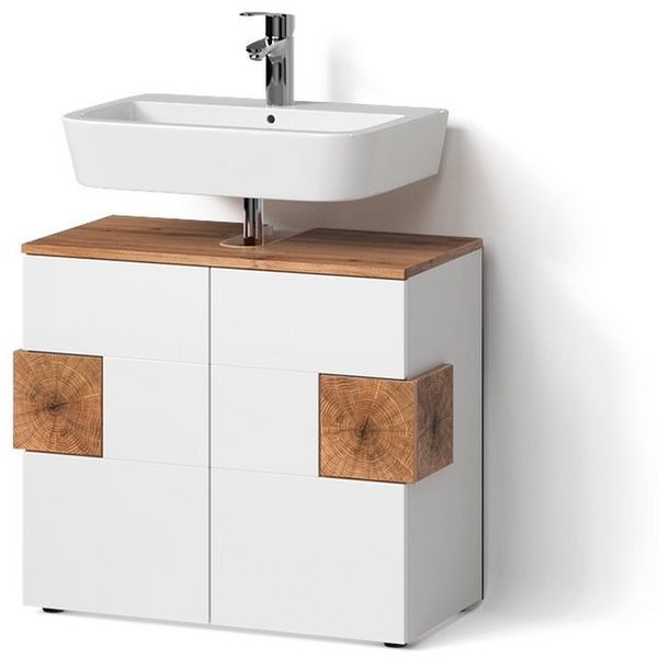 Livinity® Waschbeckenunterschrank Tanaro, Weiß/Weiß, 73.1 x 64 cm (1-St)
