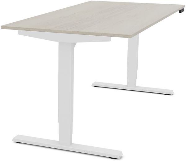 ASSMANN Elektrisch höhenverstellbarer Schreibtisch Y-Line 160x70cm Eiche Polar Signalweiß Metall Holz Melaminoberfläche Bild 10