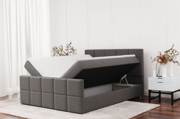 Boxspringbett Schlafzimmerbett JOST 140x200cm in Stoff Matt Velvet Himmelblau Bild 2