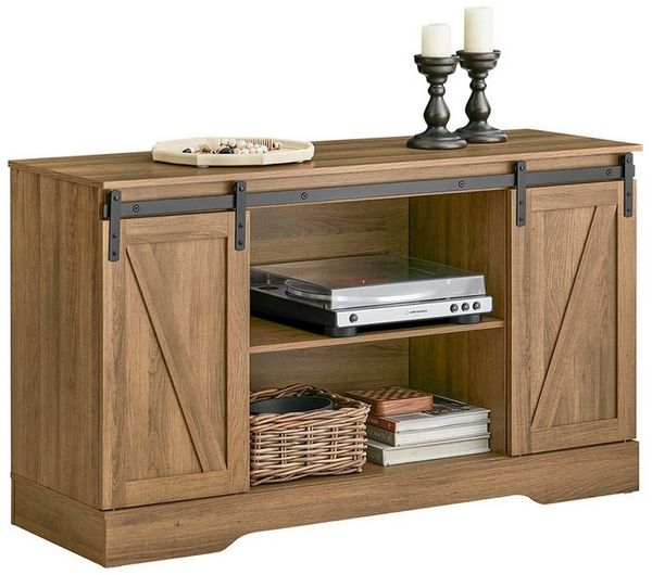 SoBuy Sideboard Kommode Küchenschrank Flurschrank Beistellschrank Sideboard, Aufbewahrungsschrank, mit 2 Schiebetüren, verstellbaren Ablage, Küche