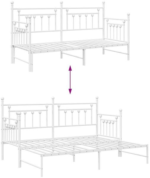 vidaXL Tagesbettrahmen Weiß 75 x 190 cm Stahl 42002677 Bild 10