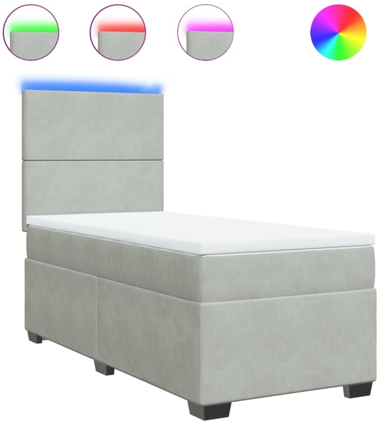 vidaXL Boxspringbett mit Matratze Hellgrau 100x200 cm Samt 3293128