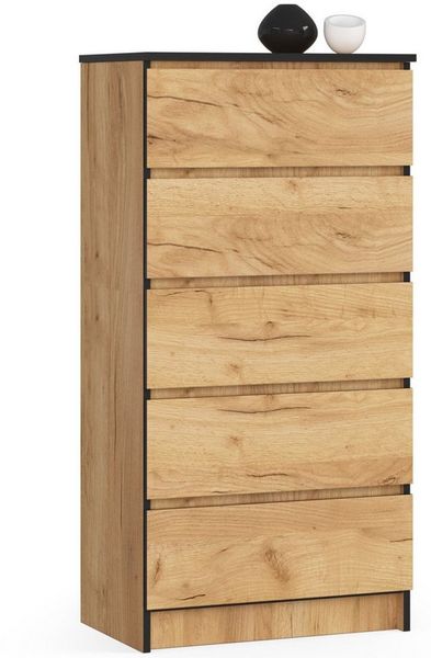 Raumhirsch Furniture Kommode mit 5 Schubladen 60 cm breit Holz Schrank, Highboard / Kommode 60 cm, Sideboard Organizer für jeden Raum