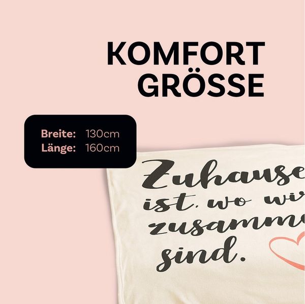 Wohndecke Flanell mit Spruch "Zuhause", Bestlivings, 130x160cm, flauschig, wärmend, pflegeleicht (bei 40°C waschbar)