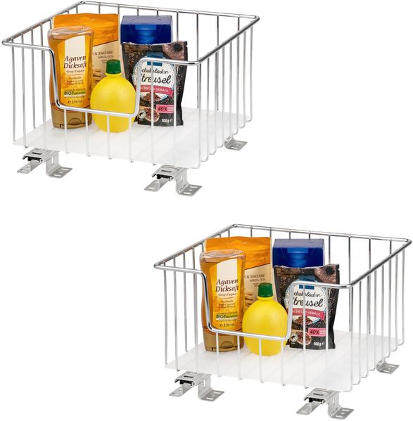 bremermann Korbauszug 2er Set für Oberschränke 30 cm Breite mit Einlegeboden, Metall, Chrom