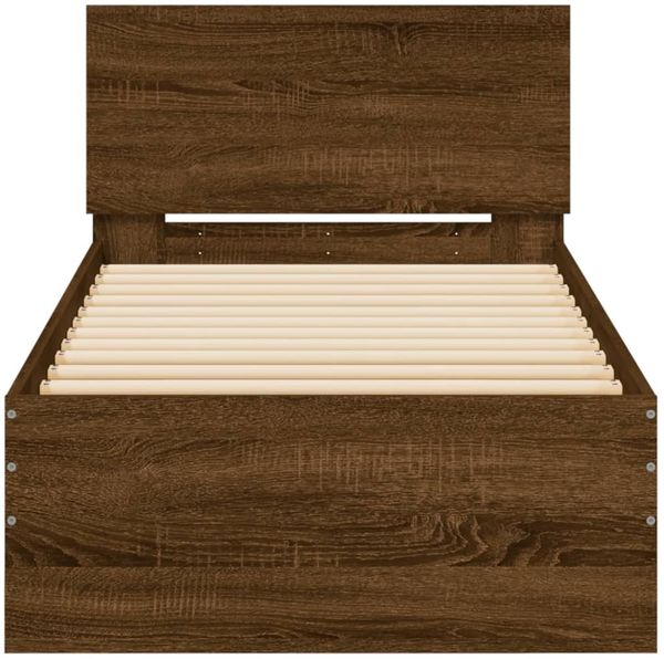 vidaXL Bettgestell ohne Matratze mit Kopfteil Braun Eiche 75x190 cm 838665 Bild 5