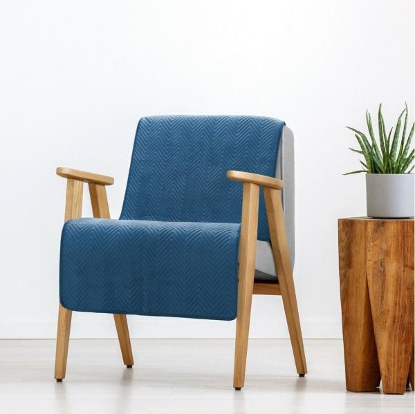 Tagesdecke Velours Samtdecke Gesteppt Steppdecke Klassische Decke SOFIA blau 170X210 cm blau