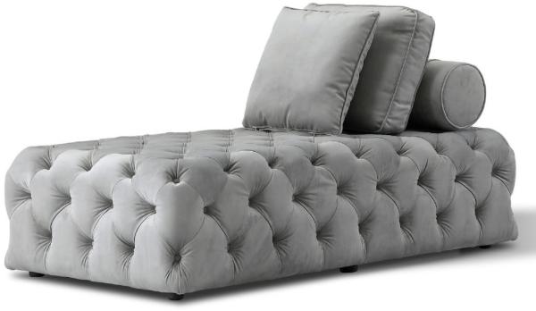 Casa Padrino Luxus Chesterfield Samt Chaiselongue mit 3 Kissen Grau 162 x 90 x H. 65 cm