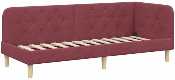 vidaXL Eckbettgestell mit Kopfteil Weinrot 80 x 200 cm Stoff 42016556