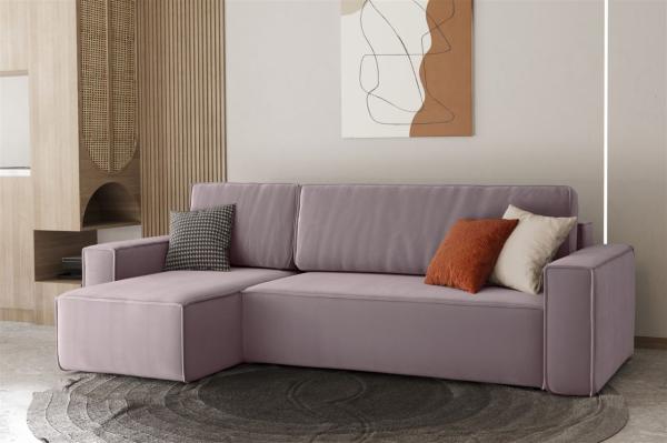 Ecksofa Schlafsofa Sofa MARIS Stoff Lavendel Ottomane Links