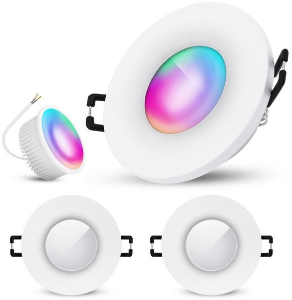 SSC-LUXon LED Außen-Deckenleuchte Einbaustrahler BEDA in weiss matt & rund IP65 mit Modul LED RGB WLAN, Tageslichtweiß, Warmweiß, Neutralweiß