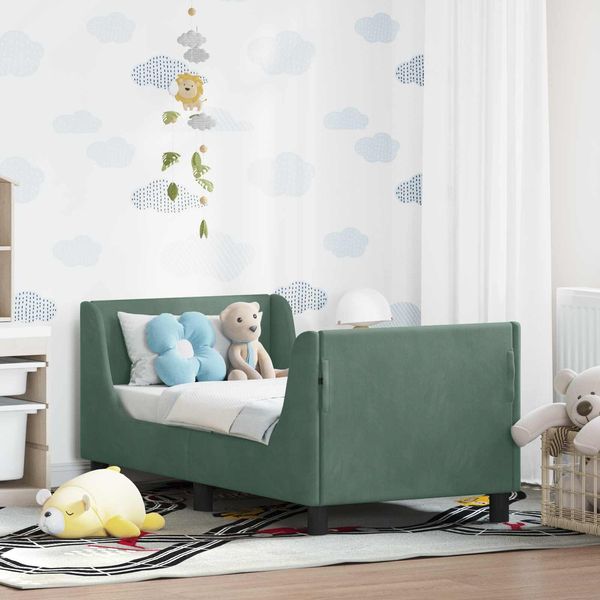 vidaXL Kinderbettgestell mit Kopfteil Meergrün 70 x 140 cm Samt 42010852